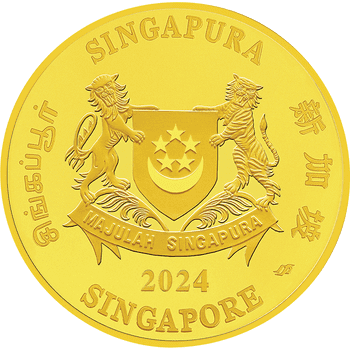 シンガポール 2024年 辰年龍図 200ドル金貨 5オンス プルーフ