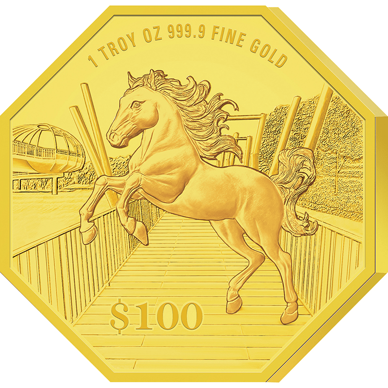 シンガポール 2026年 午年馬図 100ドル八角形金貨 1オンス プルーフ