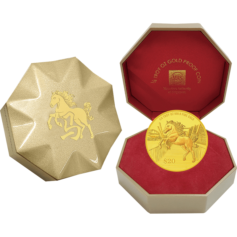 シンガポール 2026年 午年馬図 20ドル金貨 1/4オンス プルーフ
