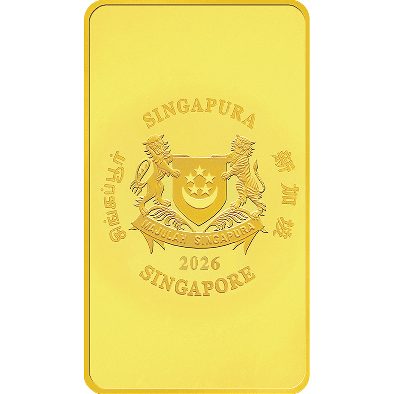 シンガポール 2026年 午年馬図 5ドル長方形金貨 1グラム 未使用