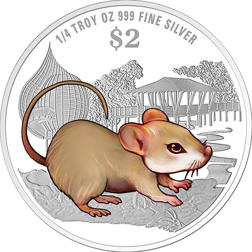 シンガポール　記念コイン　ネズミ　プルーフコイン
