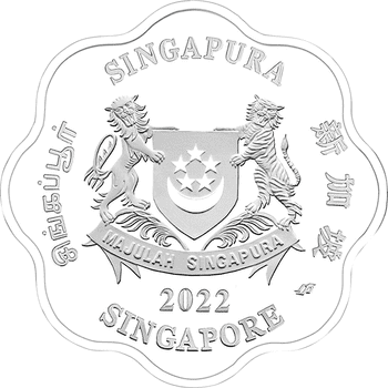 シンガポール 2022年 寅年虎図 5ドル花形カラー銀貨 1オンス プルーフ
