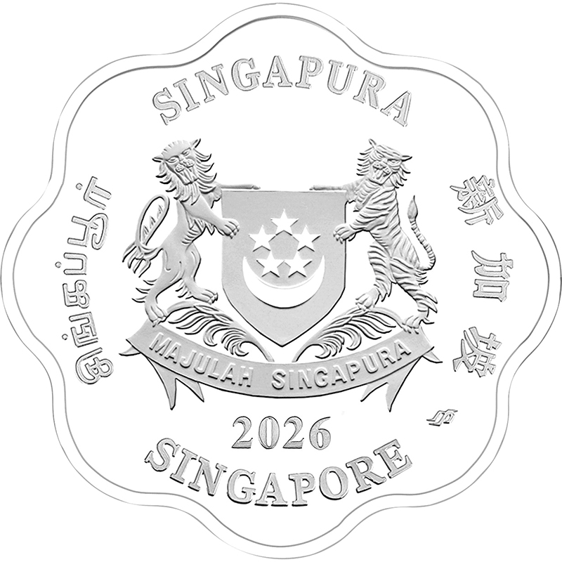 シンガポール 2026年 午年馬図 5ドル花形カラー銀貨 1オンス プルーフ