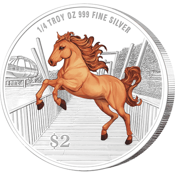 シンガポール 2026年 午年馬図 5ドル花形カラー銀貨 1オンス プルーフ