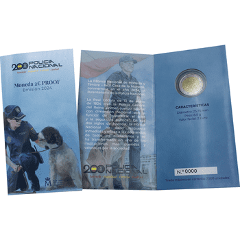 スペイン 2024年 スペイン国家警察創立200周年 記念2ユーロ貨ブリスターパック入 プルーフ