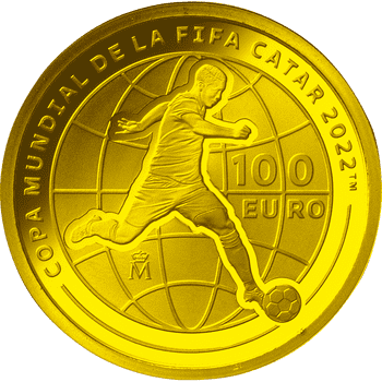 【C】 スペイン 2021年 FIFAワールドカップカタール2022公式記念コイン 第1次予約販売 100ユーロ金貨 プルーフ