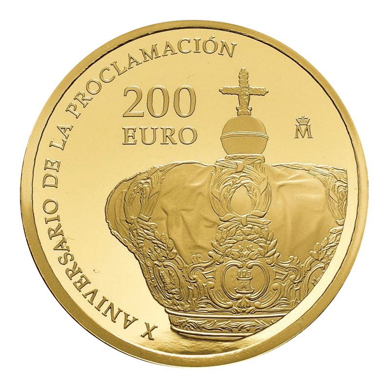 スペイン 2024年 国王フェリペ6世即位10周年 200ユーロ金貨 プルーフ