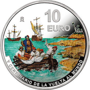 スペイン 2021年 エルカーノ世界一周500周年 香辛料諸島への到着 10ユーロカラー銀貨 プルーフ