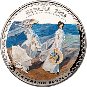 スペイン 2023年 ホアキン・ソローリャ没後100周年 『浜辺の散歩』/『小さな帆船』 50ユーロカラー銀貨 プルーフ
