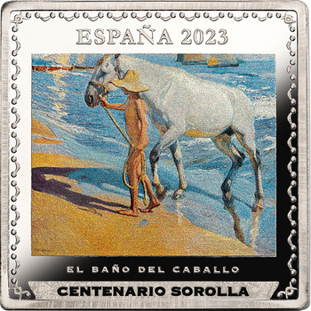 スペイン 2023年 ホアキン・ソローリャ没後100周年 『馬の水浴び』/『水浴びの後』 10ユーロカラー銀貨 プルーフ