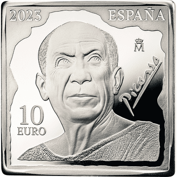 スペイン 2023年 パブロ・ピカソ没後50周年 アルルカン（ 1917年製作） 10ユーロカラー銀貨 プルーフ