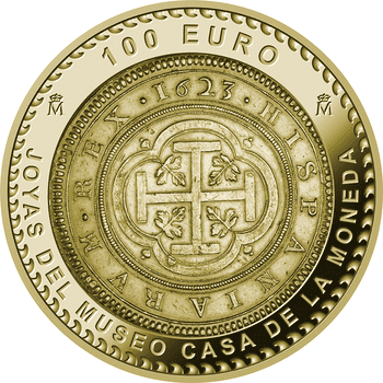 スペイン 2023年 王立スペイン造幣局博物館の至宝 センテン鋳造400周年 100ユーロ金メッキ銀貨 プルーフ