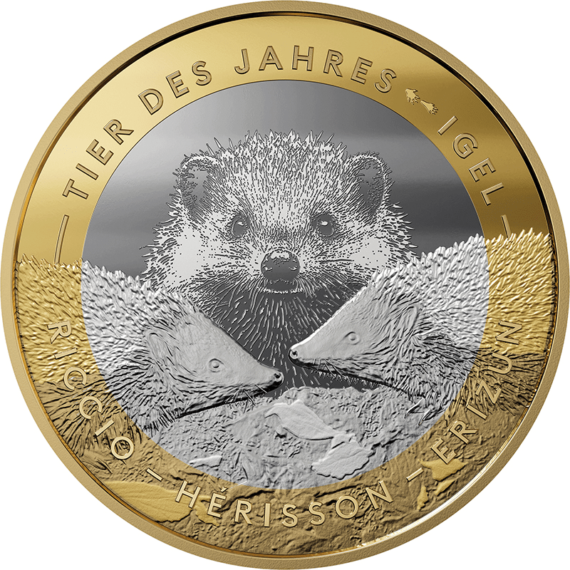 スイス 2026年 今年の動物 ハリネズミ 10フランバイメタル貨 プルーフ