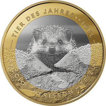 スイス 2026年 今年の動物 ハリネズミ 10フランバイメタル貨 プルーフ