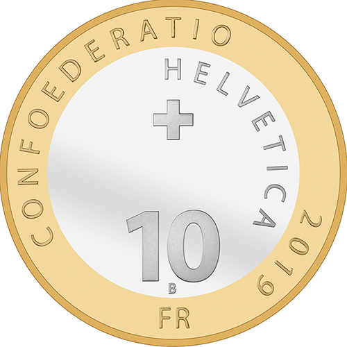 スイス 2019年 ノロジカ 10フランバイメタル貨 未使用