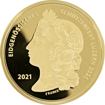 スイス 2021年 連邦射撃祭 ルツェルン州 500フラン金貨 プルーフ