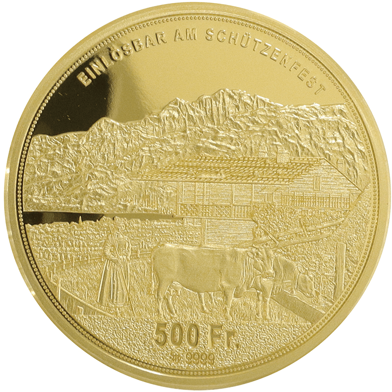 □□スイス 現代射撃祭記念 500フラン金貨 2016年 ティチーノ TICINO 