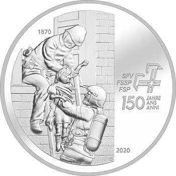 スイス 2020年 スイス消防士協会150周年 20フラン銀貨 プルーフ