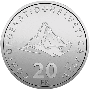 スイス 2023年 クライン・マッターホルンのロープウェイ 20フラン銀貨 未使用