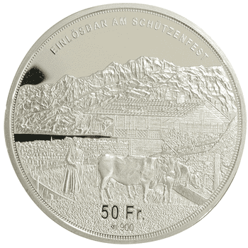 2023年 スイス_射撃祭 50Fピエフォー銀貨 発行枚数25枚_PF69UC スイス 現代射撃祭 オプヴァルデン 50フラン銀貨 2023 Proof