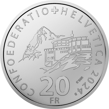 スイス 2024年 シルトホルン・ロープウェイ 最終貨 20フラン銀貨 プルーフ