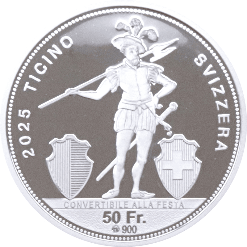 スイス 2025年 連邦射撃祭 ティチーノ州 50フラン銀貨 プルーフ