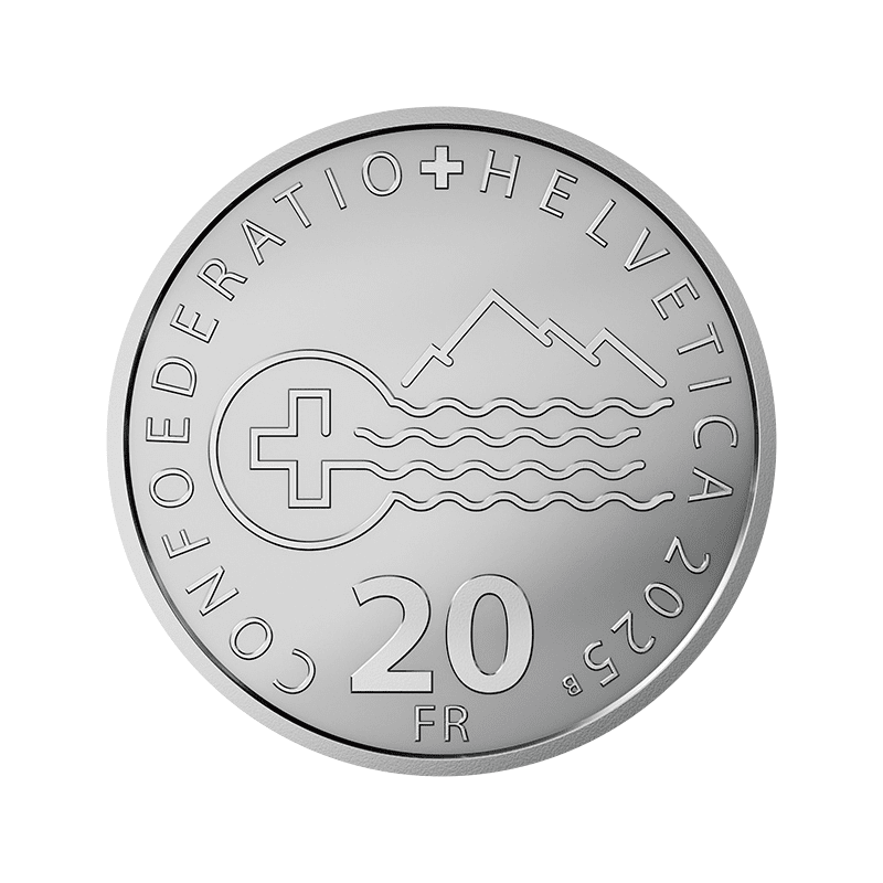 スイス 2025年 スイスの湖 ルガーノ湖 20フラン銀貨 プルーフ