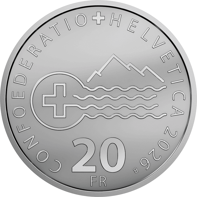 スイス 2026年 スイスの湖 レマン湖 20フラン銀貨 プルーフ