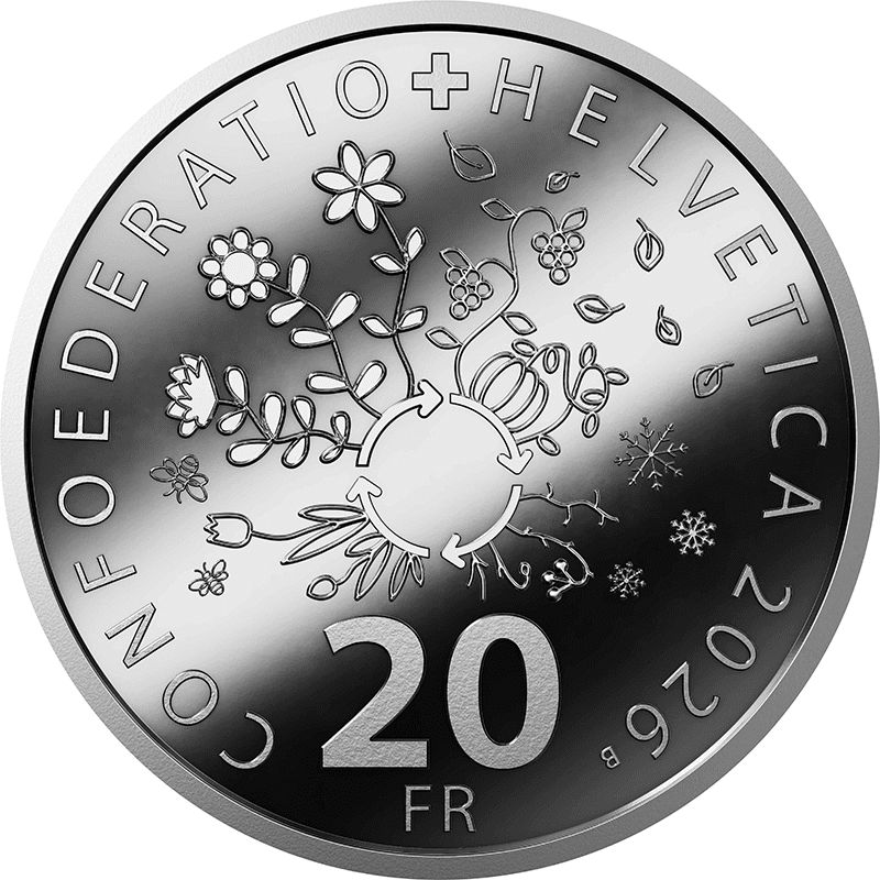 スイス 2026年 四季 夏 20フランカラー銀貨 プルーフ | オンライン