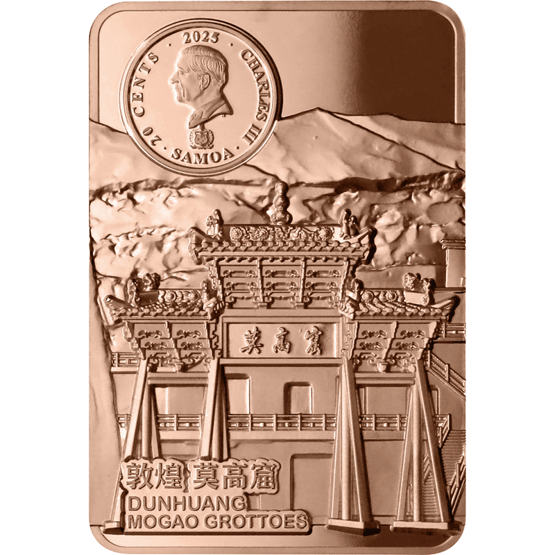 サモア 2025年 莫高窟壁画 敦煌飛天 千手観音菩薩 20セント長方形銅貨
