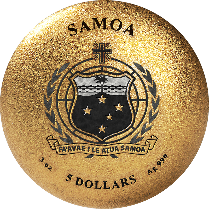 サモア 2025年 ハリー・ポッター ニワトコの杖 5ドル金メッッキ銀貨