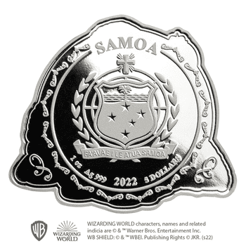 サモア 2022年 ファンタスティック・ビースト ニフラー 5ドル銀貨金色ホログラム箔付 プルーフライク