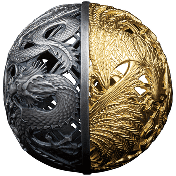 サモア 2023年 龍と鳳凰 5ドル銀貨金メッキ付 アンティーク