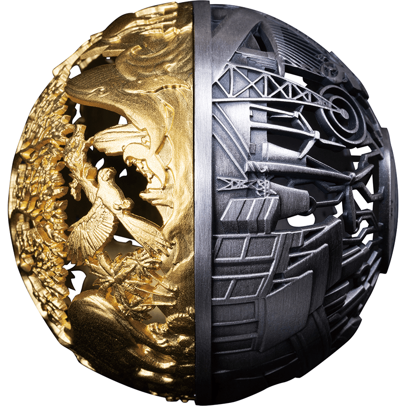 サモア 2025年 自然とテクノロジー 5ドル銀貨金メッキ付 アンティーク