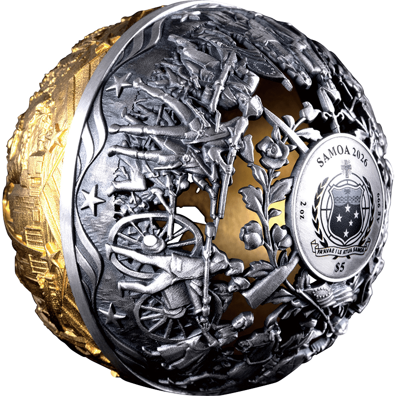 サモア 2026年 アメリカ独立宣言250周年 革命と自由 5ドル銀貨金メッキ