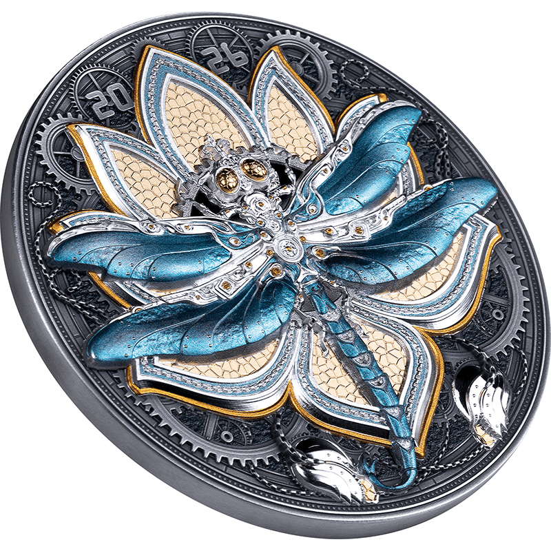 サモア 2026年 スチームビースト 華麗なトンボ 10ドルカラー銀貨