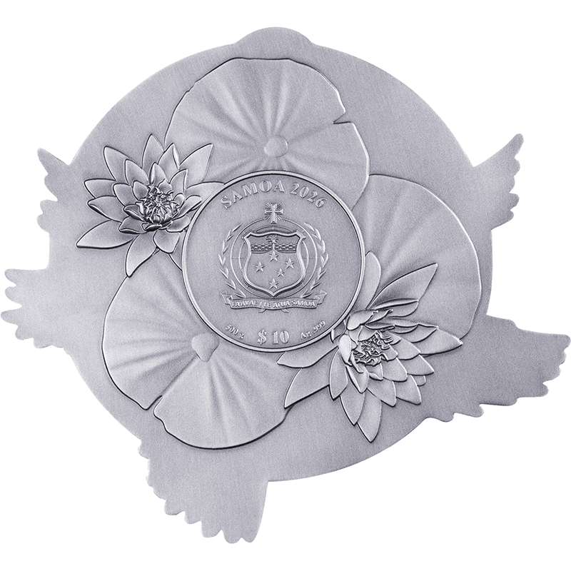 サモア 2026年 白鳥と黒鳥 10ドルカラー銀貨金メッキ・エナメル