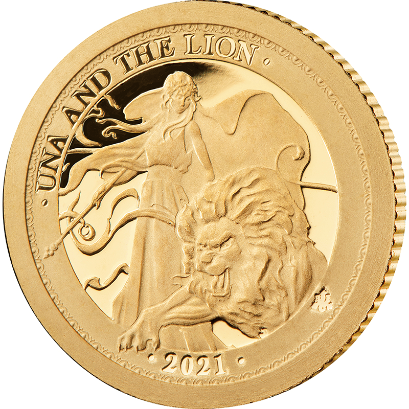 セントヘレナ 2021年 ウナとライオン 2ポンド金貨 0.5グラム プルーフ 