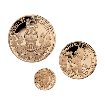 セントヘレナ 2022年 女王エリザベス2世在位70周年 ソブリン金貨コレクション 金貨3種セット（1、 1/2、 1/4ソブリン金貨） プルーフ