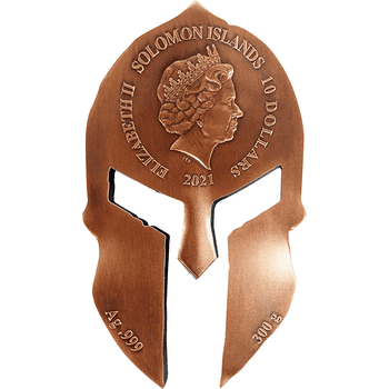 ソロモン諸島 2021年 スパルタ兵の兜 10ドル銅メッキ銀貨 アンティーク仕上げ