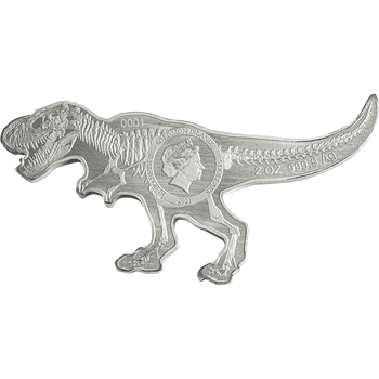 ソロモン諸島 2021年 北アメリカの恐竜シリーズ ティラノサウルス・レックス 5ドル銀貨 リバースプルーフ