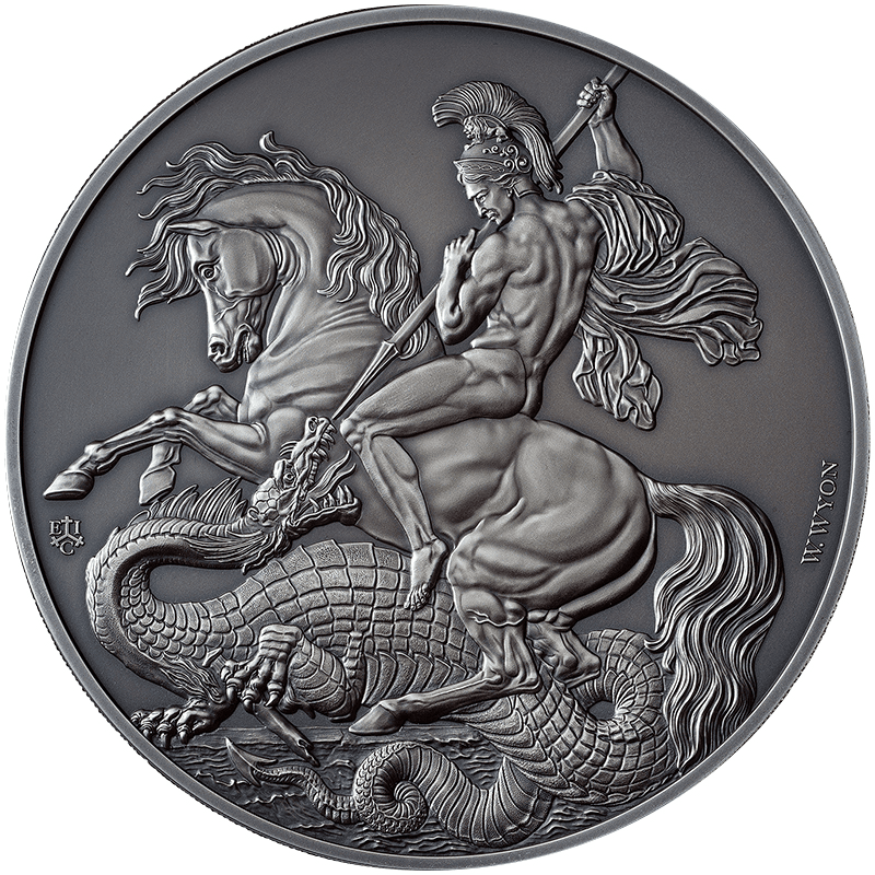 2023年　セントヘレナ マスターピース　竜を退治する聖ジョージ 1オンス銀貨999％の純銀製プルーフ直径