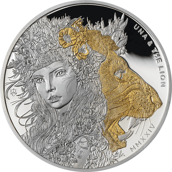 セントヘレナ 2024年 ウナとライオン コレクション  1ポンド銀貨金メッキ付 プルーフ