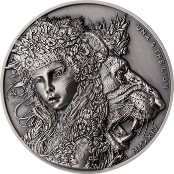 セントヘレナ 2024年 ウナとライオン コレクション 2ポンド銀貨 2オンス アンティーク仕上げ(ウルトラハイレリーフ)