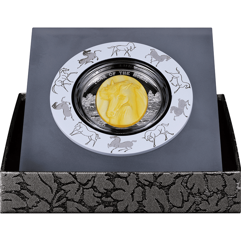 ソロモン諸島 2026年 午年馬図 25ドル銀貨天然真珠層仕上げ プルーフ