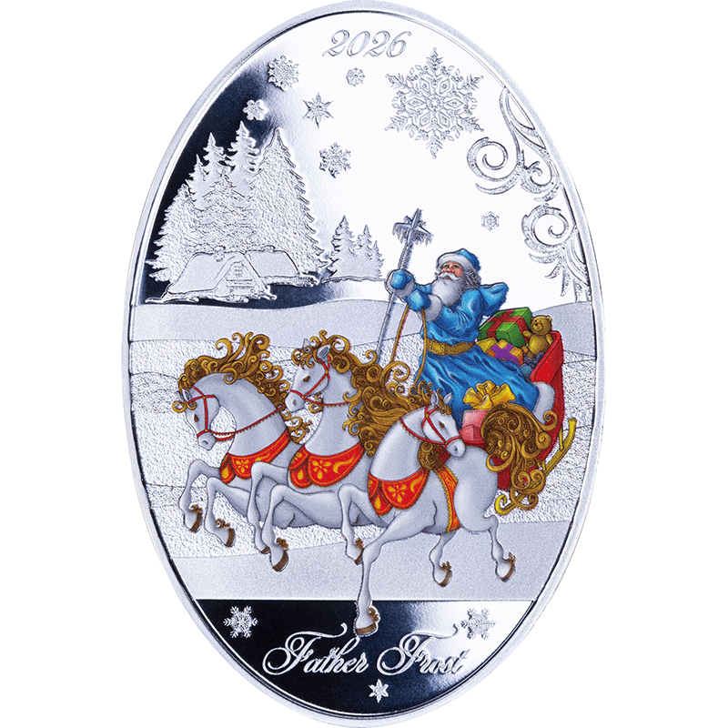 ソロモン諸島 2026年 ロシアのサンタクロース 5ドル楕円形カラー