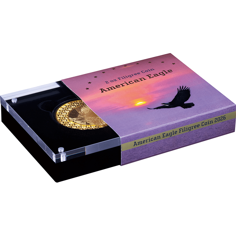 ソロモン諸島 2026年 銀線細工のイーグル 5ドル金メッキ銀貨ホログラム