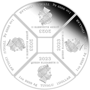 ツバル 2022年 時を超えたゲーム 2ドル銀貨金メッキ回転チャーム付