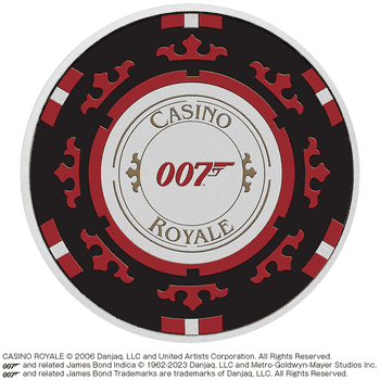ツバル 2023年 ジェームズ・ボンド 『007/カジノ・ロワイヤル』 カジノチップ １ドルカラー銀貨カード入 未使用