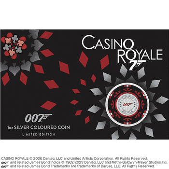 ツバル 2023年 ジェームズ・ボンド 『007/カジノ・ロワイヤル』 カジノチップ １ドルカラー銀貨カード入 未使用